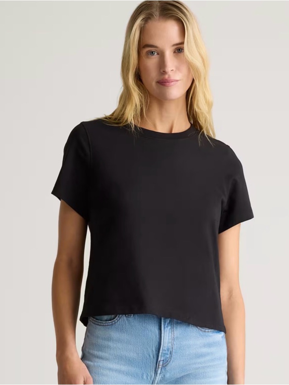QUINCE 100% Organic Cotton Boxy Crewneck Tee In Black